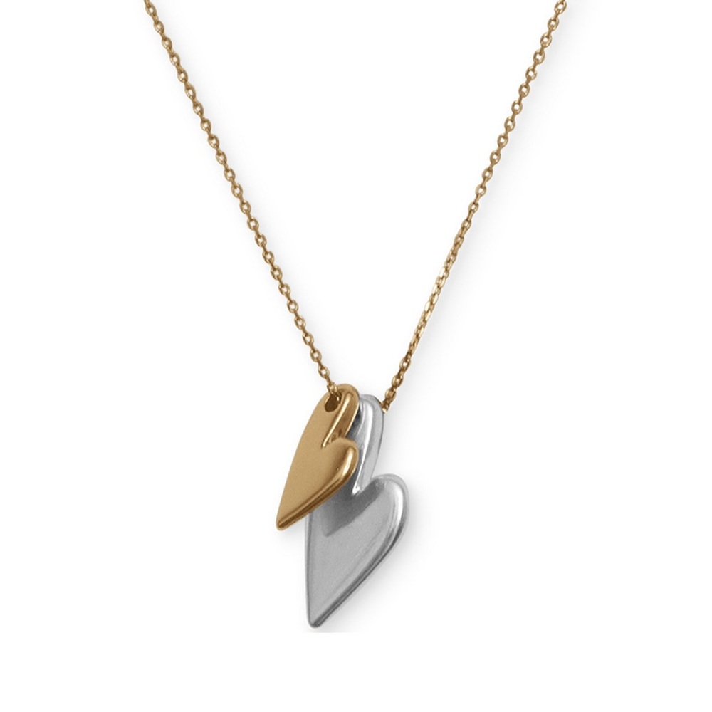 Lucky Brand Two-Tone Heart Charm Pendant Necklace